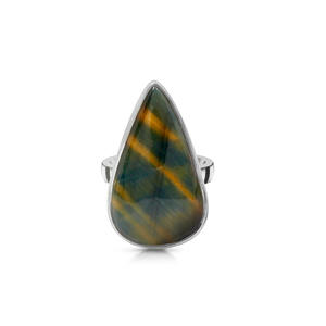 แหวนพลอยพลอยตาเสือคริสตัลสีฟ้าอาเกตโซฮาสำหรับผู้หญิงขายส่งและคุณภาพสูง - Product Image 4