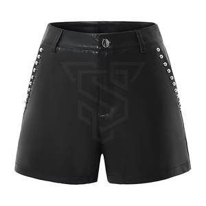 <b>Women</b> Mid Waist Breathable Lightweight Genuine <b>Leather</b> Casual Fashion <b>Shorts</b> High Quality Elastic Waist - Product Image 2