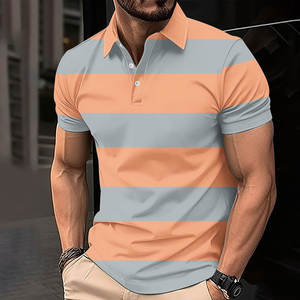 Color sólido de la moda de los hombres para las camisetas del polo Algodón Piqué Casual Tops OEM ODM Disponible Jersey Tela - Product Image 1