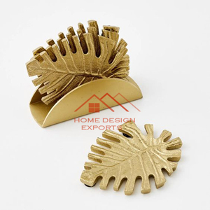Posavasos de metal Accesorios de decoración de mesa Posavasos de metal a baja velocidad Diseño de hoja de palma de metal de aluminio fundido - Product Image 1