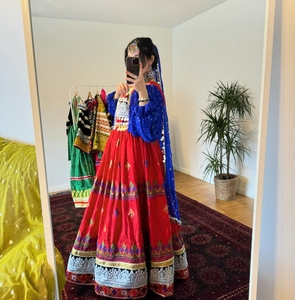Vestido de algodón de tamaño personalizado Salwar Kameez de terciopelo afgano bordado tradicional hecho a mano afgano para mujer para fiesta boda venta para - Product Image 3