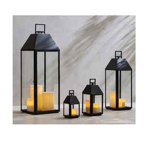Lanterne en fer de Style marocain de couleur noire avec support lanterne bougeoir décorative pour l'éclairage extérieur de jardin d'intérieur à la maison - Product Image 2