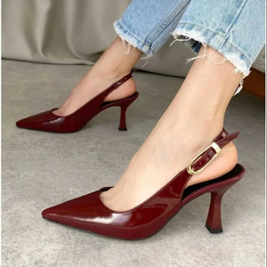 Zapatos de Tacón Alto para Mujer con Hebilla de Doble Correa y Detalles en Charol, Tallas 36-40, Hechos en Turquía - Product Image 1