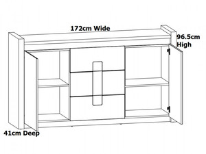 Aparador de almacenamiento Parritha blanco brillante de madera maciza con <span class=keywords><strong>2</strong></span> puertas, <span class=keywords><strong>3</strong></span> cajones y luces LED. - Product Image 6