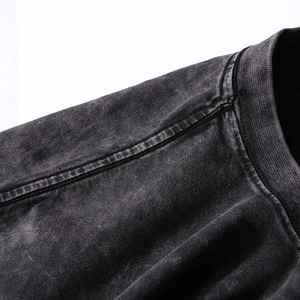 Vintage Washed Dirty Style Men's Customized T-shirts 100% Cotton <b>Canvas</b> Fabric Quick Dry Breathable 220g Distressed 2025 - Product Image 3