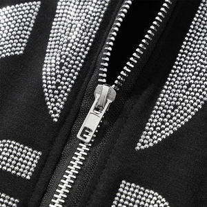 Sudadera con Capucha de Felpa 100% Algodón para Hombre, Estilo Urbano, con Estampado de Diamantes de Imitación, Tejido Sólido, Jersey de Invierno Transpirable de Secado Rápido con Bolsillo Frontal y Logotipo - Product Image 6