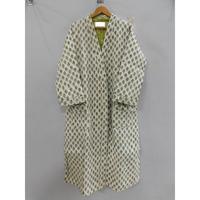 Albornoz estampado de bloque de algodón suave para mujer, camisón acolchado, ropa de playa, Kimono, chaqueta, ropa de dormir larga