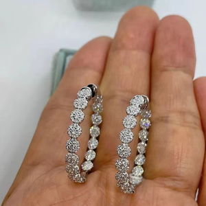 Boucles d'oreilles pendantes en plaqué or jaune 14 carats avec diamant Tishya vintage pour femme - Product Image 1