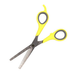 กรรไกรตัดผมสเตนเลสแบบมีสไตล์พร้อมที่จับพลาสติกที่วางปลายใบมีดตรงและที่วางนิ้วสำหรับผมบาง - Product Image 4