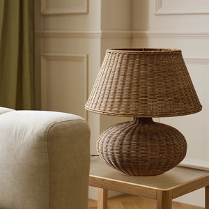 Best Selling Sustainable Handwoven <b>Rattan</b> Table Lamp Round Base Wide <b>Shade</b> Handmade Lighting For Wholesale Hotel Decoration - Product Image 6
