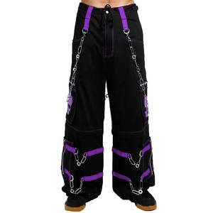 Pantalon GOTHIC pour femme, motif crâne, noir/violet, couture, 100% coton, poches profondes, 2026 - Product Image 3
