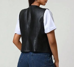 Chalecos de Alta Calidad al por Mayor para Mujer, Nuevo Diseño de Moda, Chaleco de Piel de Oveja, OEM Premium, Chaleco de Cuero Auténtico de Entrega Rápida - Product Image 6