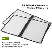 Manchon de menu à la mode de haute qualité en cuir PVC transparent durable 4 pages 8 vues A4 couverture de menu de restaurant pour hôtels