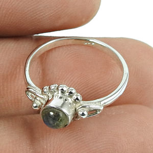แหวนแลบราโดไรต์สินค้าขายดี925แหวนอัญมณีธรรมชาติแหวนทรงกลมออกแบบตามต้องการ - Product Image 3