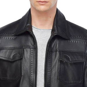 แจ็กเก็ตหนังสำหรับผู้ชายเสื้อแจ็คเก็ตหนังแขนยาวปกติ - Product Image 5