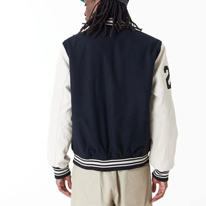 Chaqueta de Lana Personalizable para Hombre, Chaqueta Bomber con Mangas en Contraste, Cuello Vuelto, Chenille, OEM - Product Image 3