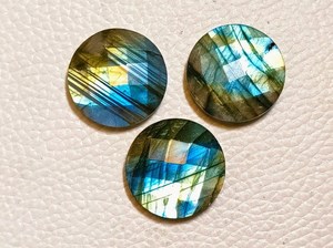 Round Checker Labradorite Cabochon Blue Flash Loose Crystal Gemstones For Pendant Jewelry <b>Craft</b> Stones 20mm Flat Back <b>Gems</b> Pairs - Product Image 5
