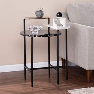 Traditional iron side <b>table</b> with a beautifully curved frame and intricate detailing complementing classic <b>vintage</b> decor - Product Image 1