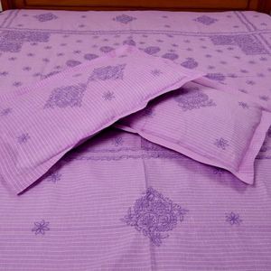 BL-77ผ้าปูที่นอนผ้าฝ้ายสีม่วงแบบอินเดียทำมือ - Product Image 3