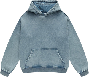 Sweat à capuche d'hiver lavé à la pierre pour hommes 100% coton polaire Streetwear pull léger décoloration au soleil impression de logo personnalisé OEM - Product Image 1