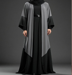 Abaya noire élégante à manches ouvertes avec broderie florale complexe. Chic et disponible à prix de gros. - Product Image 3