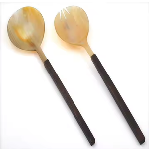 Juego de 6 cubiertos con cabeza de cuerno y mango de resina de tres tonos, cuchara, tenedor, cubiertos para ensalada, utensilios de cocina, vajilla de mesa - Product Image 2
