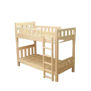 Hot Selling Minimalist Kids Bunk Bed Solid Teak Wood Bunk Bed For Kids Bedroom With Staircase Direct Factory