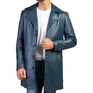 Custom Logo Slim Fit <b>Leather</b> Long <b>Coats</b> Cheap Price Breathable Luxury <b>Leather</b> <b>Coats</b> for Men - Product Image 5