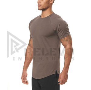 T-shirt décontracté uni en jersey 100% coton à manches courtes pour homme, grande taille, pour le sport et le fitness, col rond, couleur unie, pour l'entraînement - Product Image 3