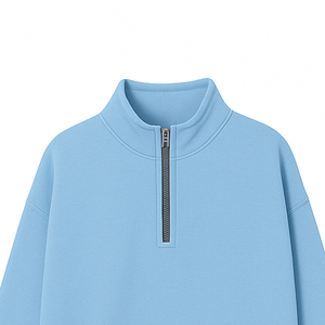 Sweat-shirt à fermeture éclair pour femme minimaliste léger décontracté col montant couleur unie chemise à manches longues demi-fermeture éclair avec poches - Product Image 4