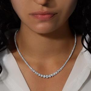 Collar de Tenis con Diamantes Redondos Brillantes Cultivados en Laboratorio de Lujo, Oro Blanco de 18 Quilates, 14.40 Quilates, IGI DEF VVS2, Elegante Collar de Diamantes TARANG para Mujer - Product Image 6