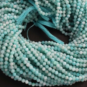Perles facettées en amazonite bleu clair et blanc, 3 mm, 13 pouces de long, fournitures pour la fabrication de bijoux en pierres précieuses GB0015 - Product Image 2