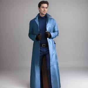 Personnalisable pour hommes classique allemand High Street longue veste fabriqué en usine noir en cuir véritable col haut disponible tailles personnalisées - Product Image 2