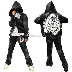 Conjunto de chándal y sudadera de algodón ecológico de invierno para hombre con pantalones con capucha-Hip-Hop Streetwear - Product Image 1