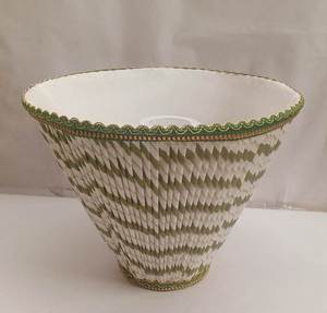 Abat-jour moderne en tissu de lin mélangé Ikat vert magnifique, avec motif de dentelle et de glands, pour lampe de table ou de bureau, douille E27 - Product Image 3