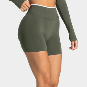 Seamless Women Yoga Shorts Four Way Stretch Material Body Contouring Fit Smooth <b>Waistband</b> For Yoga Apparel - Product Image 2