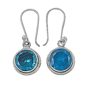 925 Silver Hook Closure Polished Finish Dangle <b>Earrings</b> <b>Blue</b> <b>Topaz</b> Garnet Amethyst Pearl Diamond Silver Plated Hook Shape - Product Image 1
