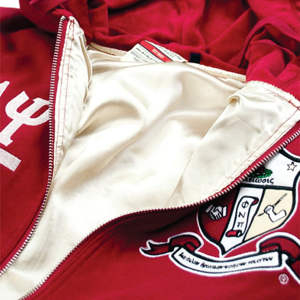 Logotipo personalizado 60% algodón 40% poliéster 350 GSM polar chenilla bordado carmesí KAP cremallera Sudadera con capucha - Product Image 3