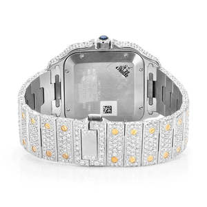 Custom Iced Out Diamond Glass Dial Stainless Steel Square Fashion <b>Watch</b> Luxury Hip Hop Quartz Movement - Product Image 6