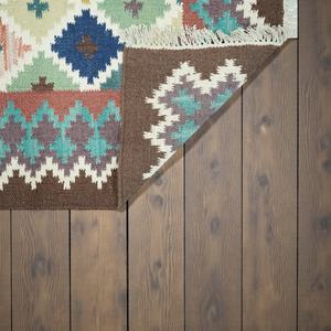 Tapis Kilim en laine/soie fait main et fabriqué à la machine, tapis géométrique moderne et traditionnel à tissage plat pour la maison et le bureau |   Écologique - Product Image 6