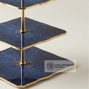 Soporte de postre de 3 niveles de resina azul marino de fabricación india para uso en el hogar o cafetería y fiesta disponible a precio de exportación - Product Image 5