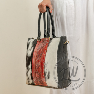 LW Bohemian Style Genuine Cow Hair Leather Handmade Shoulder <b>Bag</b> for Women Portable geometric pattern <b>sling</b> <b>bag</b> for winter 2024 - Product Image 4