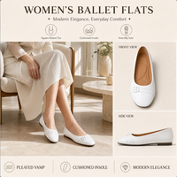 Chaussures plates pour femmes à boucle double anneau, empeigne plissée, semelle intérieure rose douce et rembourrée, semelle extérieure souple, ballerines plates, vente en gros