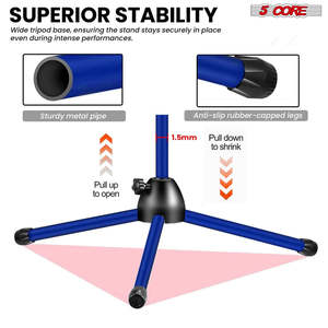 5 Core Mic Stand Floor Height Adjustable <b>Tripod</b> Microphone Stands w Extending Telescoping Boom Arm - Product Image 6