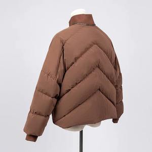 Chaquetas acolchadas de invierno de lujo para mujer 90% abrigo de ganso blanco cuello con capucha tela de lona ligera bolsillo ropa de mujer - Product Image 2