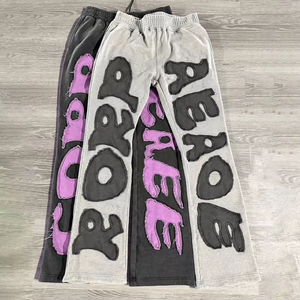 Pantalones de chándal personalizados Vintage algodón pesado francés Terry pantalones desgastados acampanados de gran tamaño pantalones de chándal hombres - Product Image 6