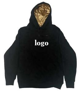 Sudadera con capucha de punto con forro de satén personalizado de alta calidad para hombres de talla grande impermeable seda bordada Anti-Shrink Technics algodón - Product Image 2
