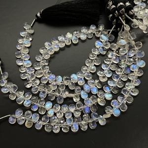 ลูกปัด briolette รูปลูกแพร์รูปพระจันทร์สีขาวสำหรับทำเครื่องประดับเจาะด้านข้างยาว6นิ้ว - Product Image 3