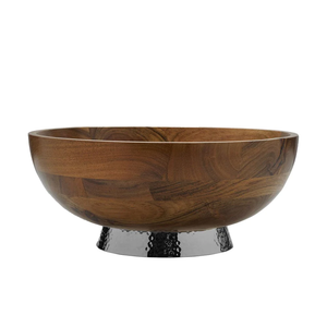 Cuenco creativo de madera hecho a mano con llantas de metal, frutas y ensaladera, cuenco de madera de acacia para el hogar, hotel y restaurante - Product Image 5