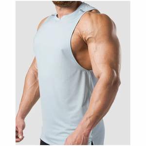 Débardeur de sport d'été pour hommes Débardeur à col en U à séchage rapide Débardeur en tissu côtelé pour hommes Débardeur d'extérieur Fitness sans manches - Product Image 4